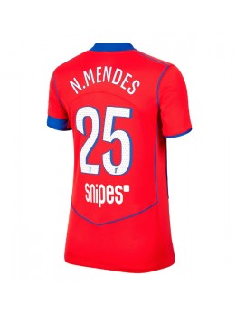 Billige Paris Saint-Germain Nuno Mendes #25 Tredjedrakt Dame 2025-26 Kortermet